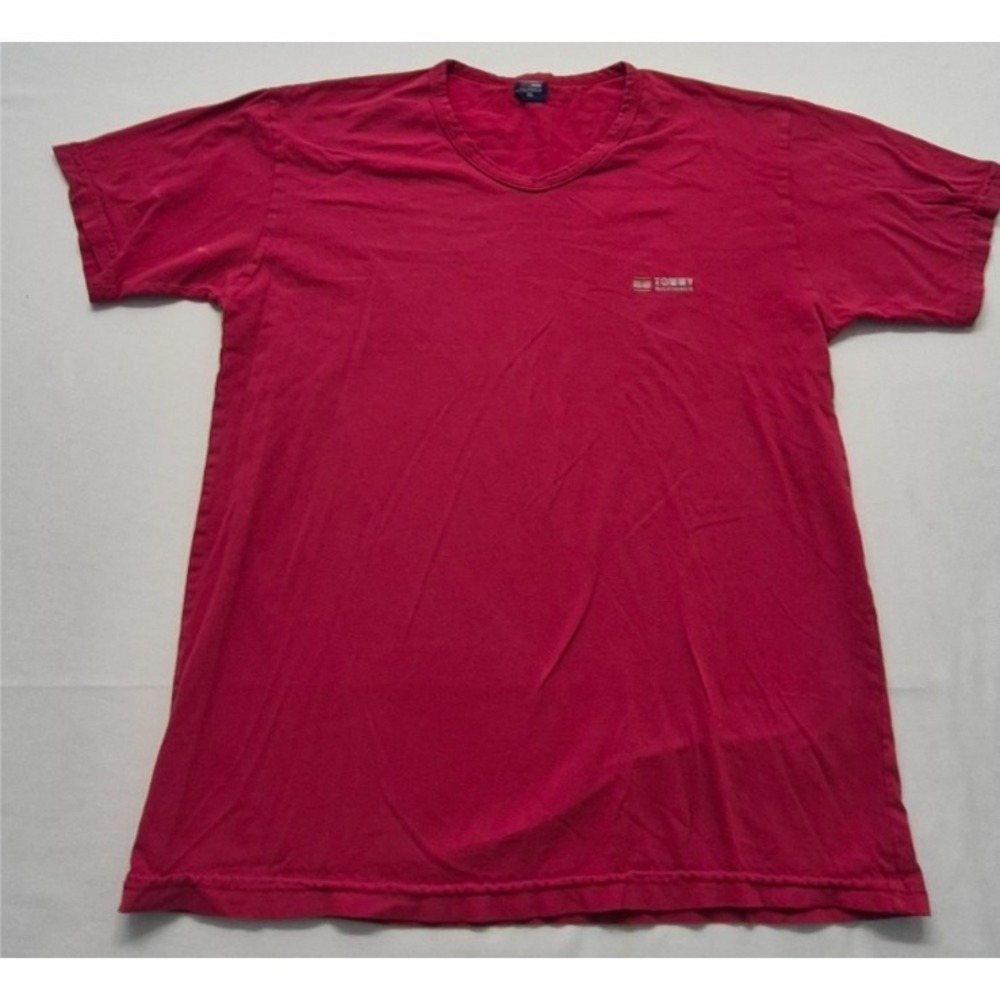 VTG Tommy Hilfiger Men's Red T-shirt XL graphic logo crew neck classic